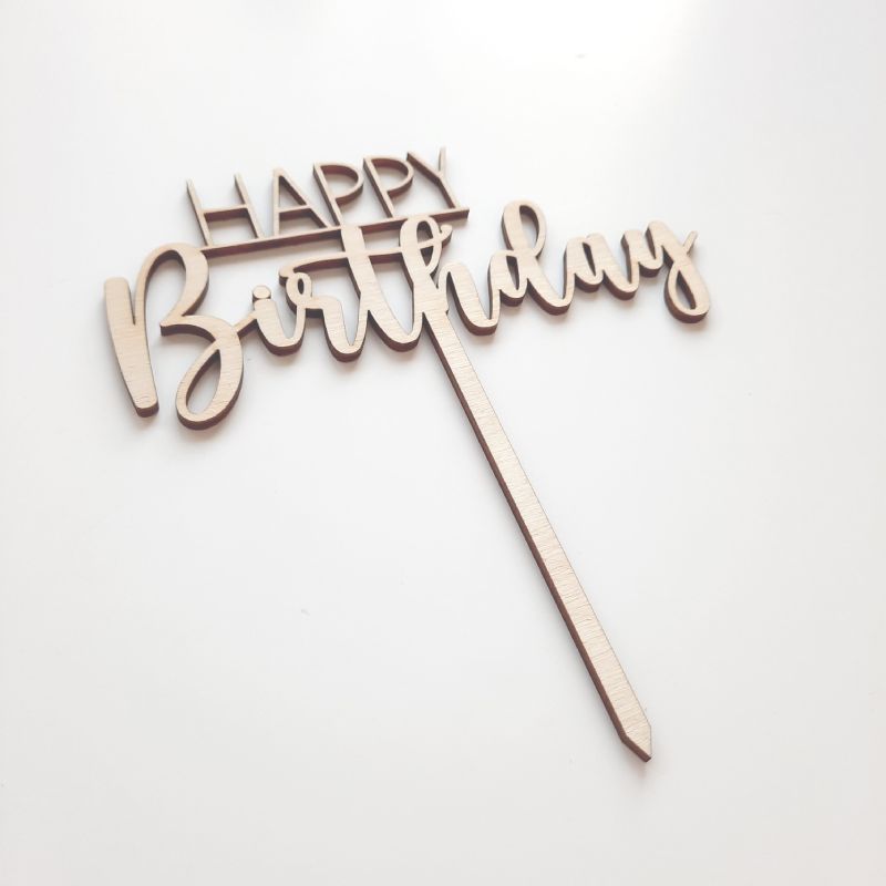 Caketopper Happy Birthday aus Holz