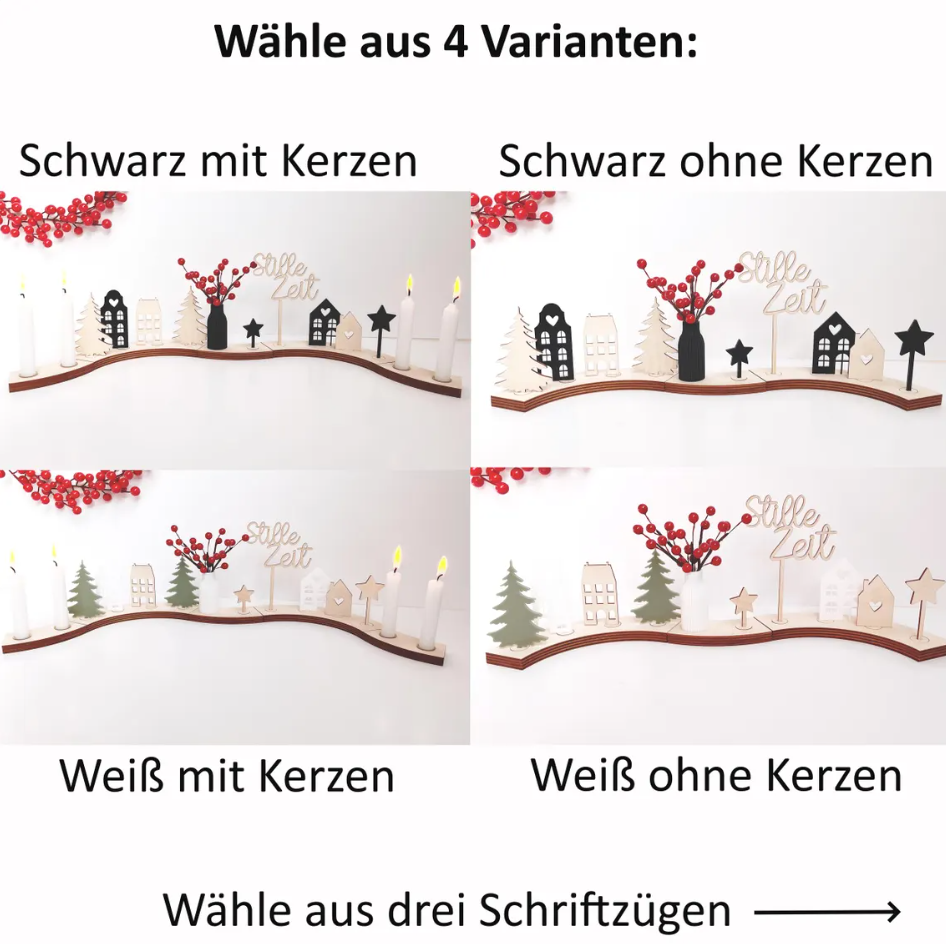 Adventskranz modern länglich – Tischdekoration für Weihnachten – Dekoration Weihnachtsfest – Moderner Adventskranz für dein Weihnachten