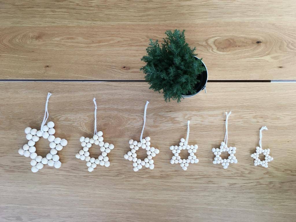 10er SET Holzperlensterne Holzperlen Sterne Holzsterne Christbaumschmuck skandinavisch Weihnachten Weihnachtsbaum Stern Weihnachtsdeko