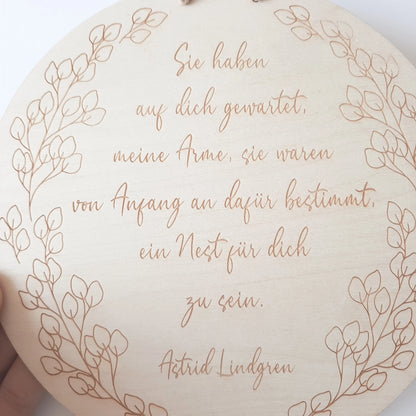 Astrid Lindgren Zitat Holzschild, Sie haben auf dich gewartet, meine Arme....Kinderzimmerdekoration