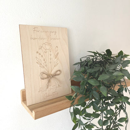 Hübsche Geburtstagskarte aus Holz, Geburtstagsgeschenk, Karte aus Holz