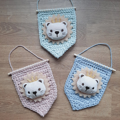 Löwenwimpel, Mini Wandbehang Löwe, Geburtstagsgeschenk, Kinderzimmerdeko, Wimpel