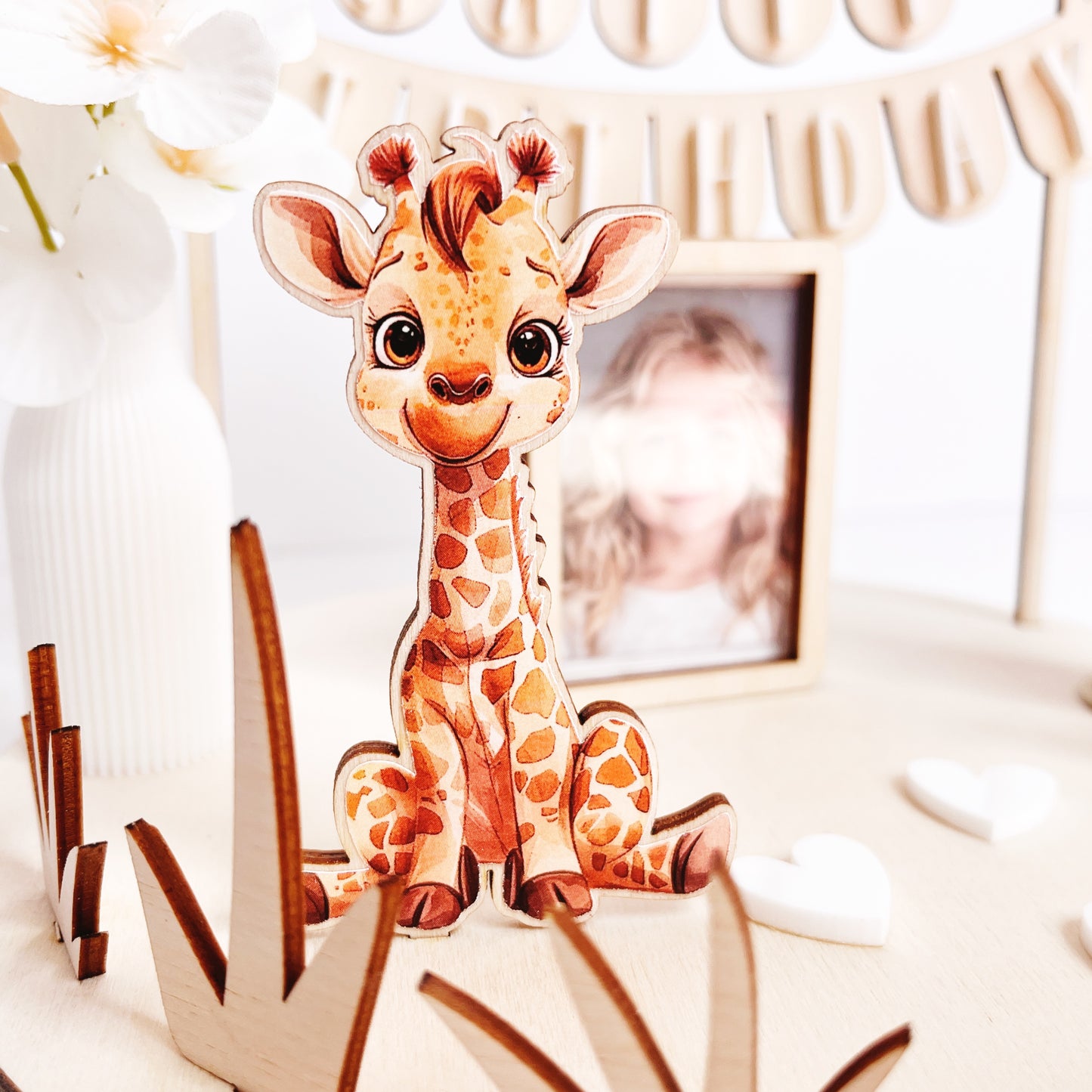 Personalisierter Geburtstagsteller Giraffe