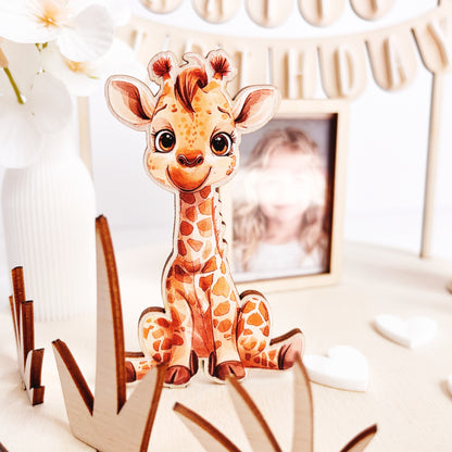 Personalisierter Geburtstagsteller Giraffe