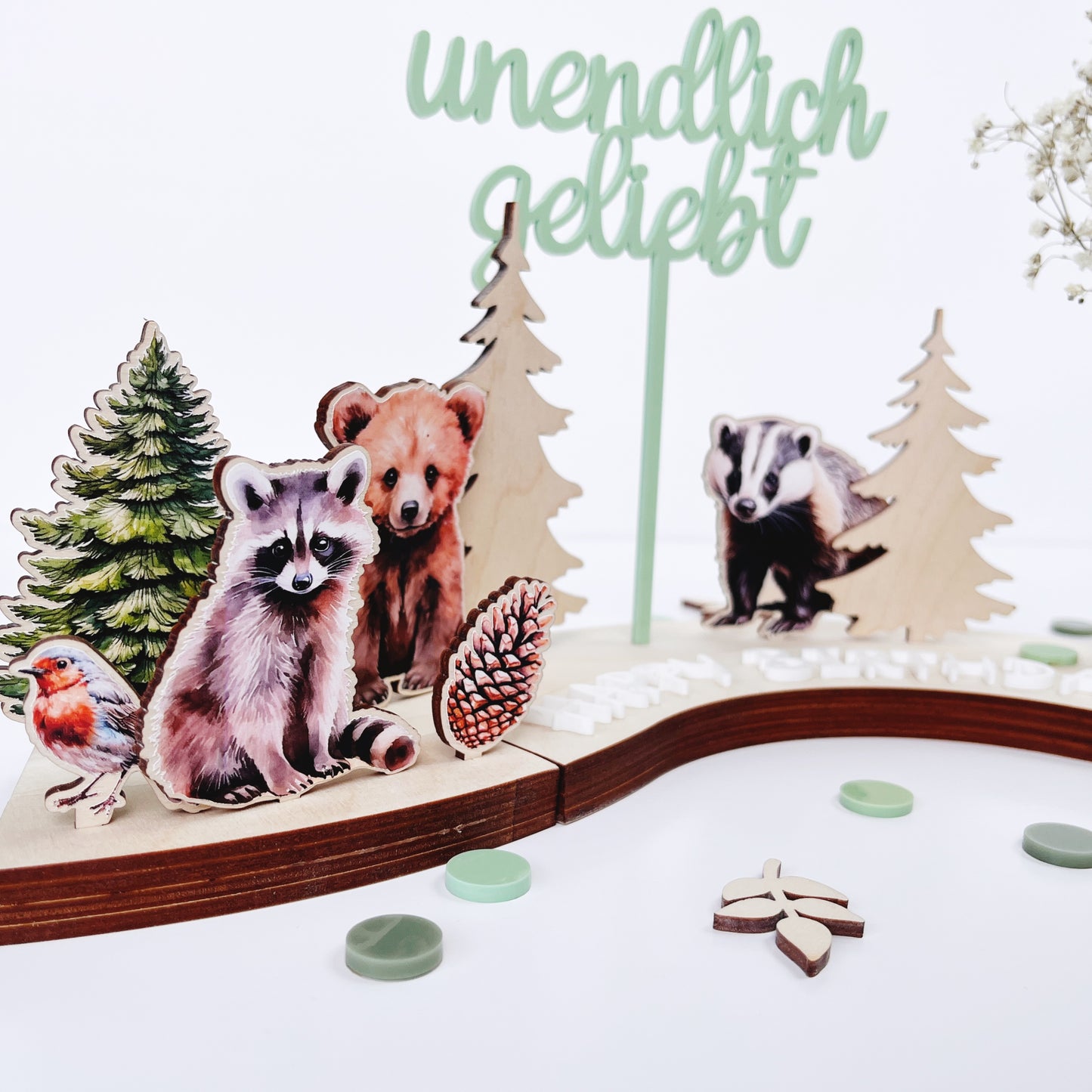 Waldmotto Motivstecker Waschbär