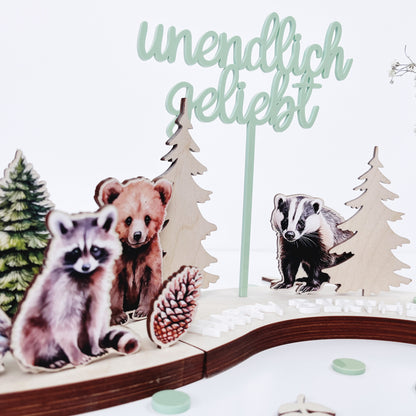 Waldmotto Motivstecker Waschbär