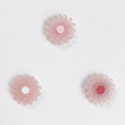 Modulstecker 14-blättrige Blumen 3D gedruckt Glitzer Rosa