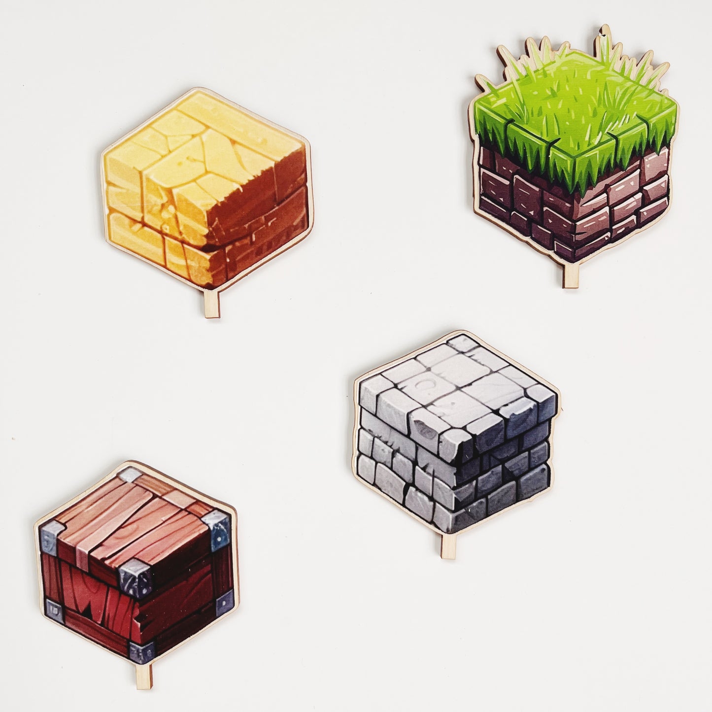 Minecraft inspired Motivstecker Rohstoff / Material Set 4 Stück