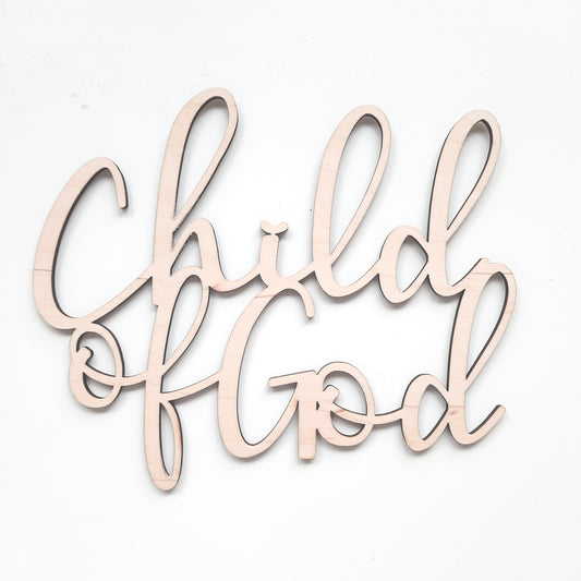 Schriftzug "Child of God", Holzschrift, Text aus Holz, Wandbehang, Wanddeko