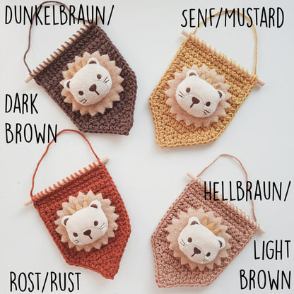 Löwenwimpel, Mini Wandbehang Löwe, Geburtstagsgeschenk, Kinderzimmerdeko, Wimpel